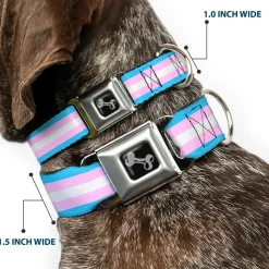 Dog Bone Seatbelt Buckle Collar - Flag Transgender Baby Blue/Baby Pink/White