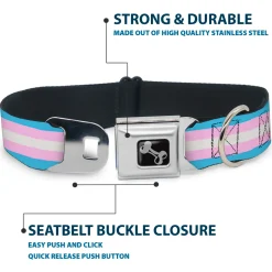Dog Bone Seatbelt Buckle Collar - Flag Transgender Baby Blue/Baby Pink/White