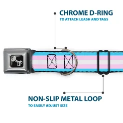 Dog Bone Seatbelt Buckle Collar - Flag Transgender Baby Blue/Baby Pink/White