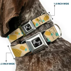 Dog Bone Seatbelt Buckle Collar - Pineapples Rotating Tan