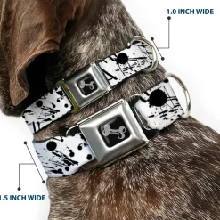 Dog Bone Seatbelt Buckle Collar - Splatter White/Black
