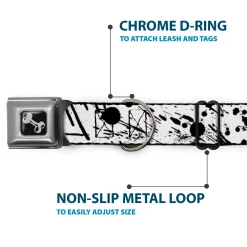 Dog Bone Seatbelt Buckle Collar - Splatter White/Black