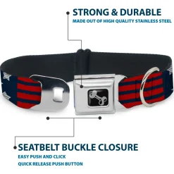 Dog Bone Seatbelt Buckle Collar - Stars & Stripes2 Blue/White/Red
