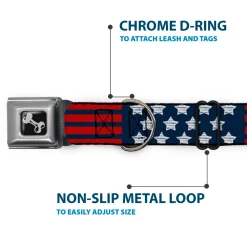 Dog Bone Seatbelt Buckle Collar - Stars & Stripes2 Blue/White/Red