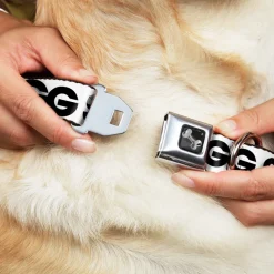 Dog Bone Seatbelt Buckle Collar - SWAGG White/Black/Green