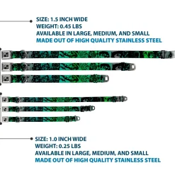 Dog Bone Seatbelt Buckle Collar - Retro Monster Aqua/Black