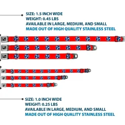 Dog Bone Seatbelt Buckle Collar - Tennessee Flag Stars Red/White/Blue