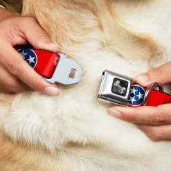 Dog Bone Seatbelt Buckle Collar - Tennessee Flag Stars Red/White/Blue