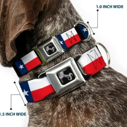Dog Bone Seatbelt Buckle Collar - Texas Flag/Black