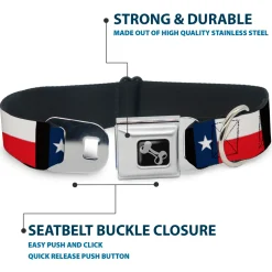 Dog Bone Seatbelt Buckle Collar - Texas Flag/Black