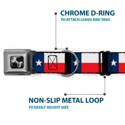 Dog Bone Seatbelt Buckle Collar - Texas Flag/Black