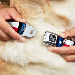 Dog Bone Seatbelt Buckle Collar - Texas Flag/Black