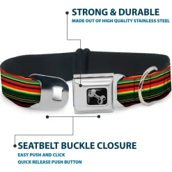 Dog Bone Seatbelt Buckle Collar - Stripe Transitions Black/Red/Green/Yellow