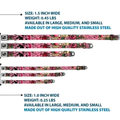 Dog Bone Seatbelt Buckle Collar - Mom & Dad Pink