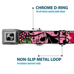 Dog Bone Seatbelt Buckle Collar - Mom & Dad Pink