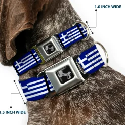 Dog Bone Seatbelt Buckle Collar - Greece Flags