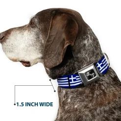 Dog Bone Seatbelt Buckle Collar - Greece Flags