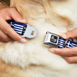 Dog Bone Seatbelt Buckle Collar - Greece Flags