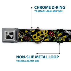 Dog Bone Seatbelt Buckle Collar - Born to Raise Hell CLOSE-UP Black