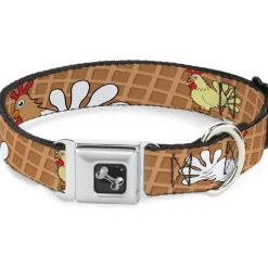 Dog Bone Seatbelt Buckle Collar - Waffle/Chicken Poses