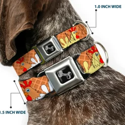 Dog Bone Seatbelt Buckle Collar - Waffle/Chicken Poses