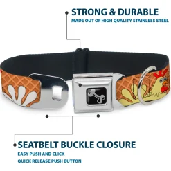 Dog Bone Seatbelt Buckle Collar - Waffle/Chicken Poses