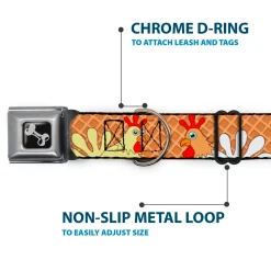 Dog Bone Seatbelt Buckle Collar - Waffle/Chicken Poses
