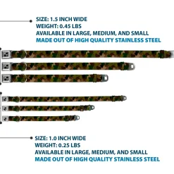 Dog Bone Seatbelt Buckle Collar - Leaf Camo Browns/Greens/Black