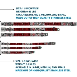 Dog Bone Seatbelt Buckle Collar - ZOMBIE KILLER w/Stacked Zombies Sketch