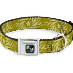 Dog Bone Seatbelt Buckle Collar - Star Pinwheel Olive Greens