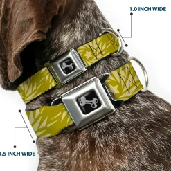 Dog Bone Seatbelt Buckle Collar - Star Pinwheel Olive Greens