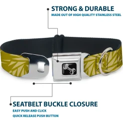 Dog Bone Seatbelt Buckle Collar - Star Pinwheel Olive Greens