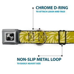 Dog Bone Seatbelt Buckle Collar - Star Pinwheel Olive Greens