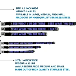 Dog Bone Seatbelt Buckle Collar - I SEE WHAT YOU DID THERE Weathered Black/Purple