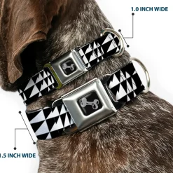 Dog Bone Seatbelt Buckle Collar - Eighties 8 Black/White