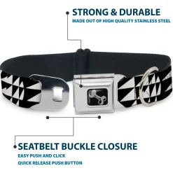 Dog Bone Seatbelt Buckle Collar - Eighties 8 Black/White