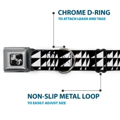 Dog Bone Seatbelt Buckle Collar - Eighties 8 Black/White