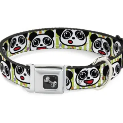 Dog Bone Seatbelt Buckle Collar - Panda Bear Cartoon Bamboo