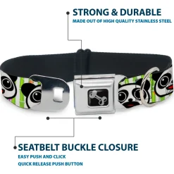 Dog Bone Seatbelt Buckle Collar - Panda Bear Cartoon Bamboo