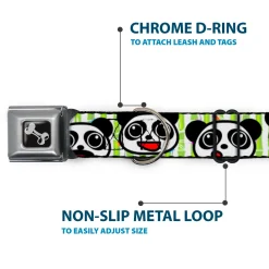 Dog Bone Seatbelt Buckle Collar - Panda Bear Cartoon Bamboo