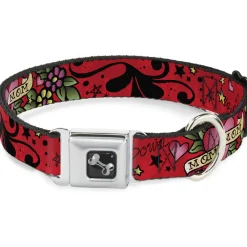 Dog Bone Seatbelt Buckle Collar - Mom & Mom Red