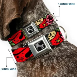 Dog Bone Seatbelt Buckle Collar - Mom & Mom Red
