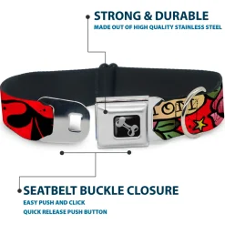 Dog Bone Seatbelt Buckle Collar - Mom & Mom Red