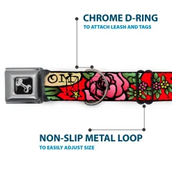 Dog Bone Seatbelt Buckle Collar - Mom & Mom Red