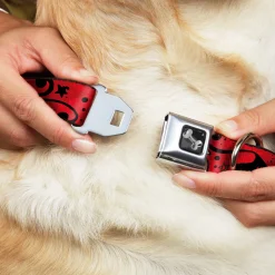 Dog Bone Seatbelt Buckle Collar - Mom & Mom Red