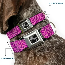 Dog Bone Seatbelt Buckle Collar - Leopard Baby Pink