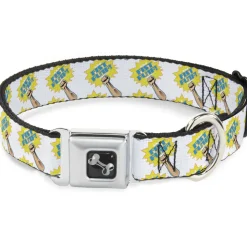 Dog Bone Seatbelt Buckle Collar - Fist Pump White/Yellow