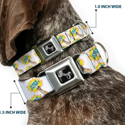 Dog Bone Seatbelt Buckle Collar - Fist Pump White/Yellow