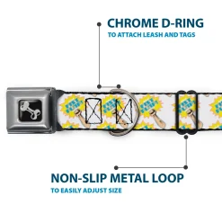 Dog Bone Seatbelt Buckle Collar - Fist Pump White/Yellow