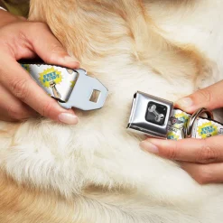 Dog Bone Seatbelt Buckle Collar - Fist Pump White/Yellow